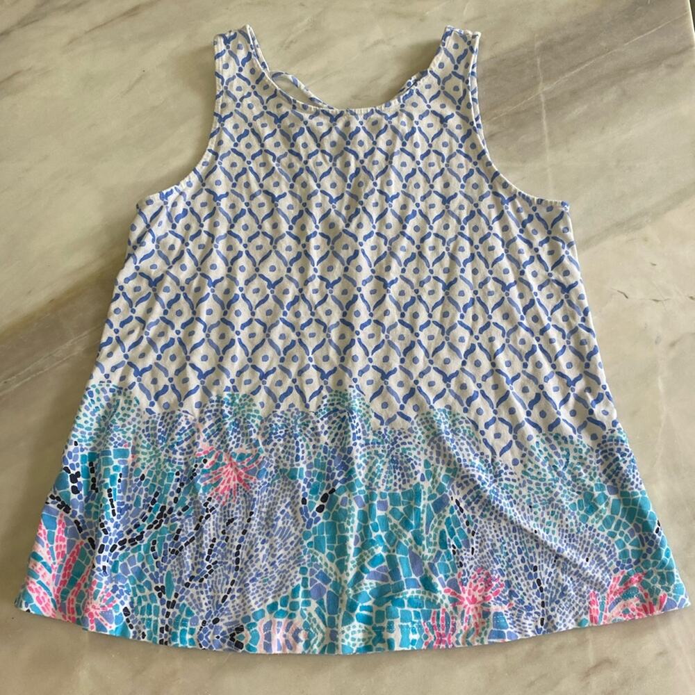 Lilly Pulitzer Kristen Tank Top Multi Sea La Vie Engineered print white pink XS